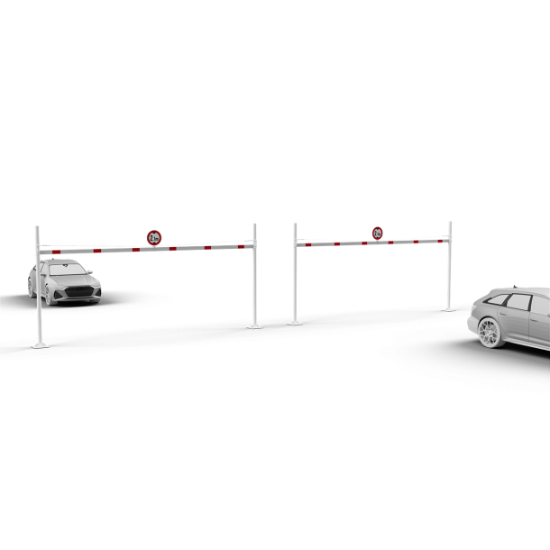 Height restriction barrier | with 2 square posts | cross tube length: 3000 mm | to be fixed by plugs | without barrier of aluminium tube